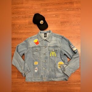 Rare limited edition McDonald’s jean jacket size large With adjustable Ball Cap